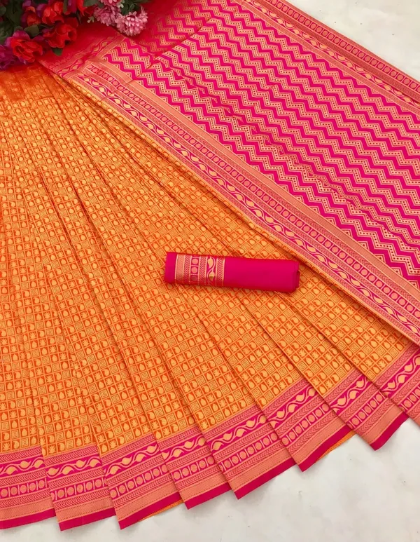 Orange_Embellished_Bollywood_Jacquard_Saree_(Orange)